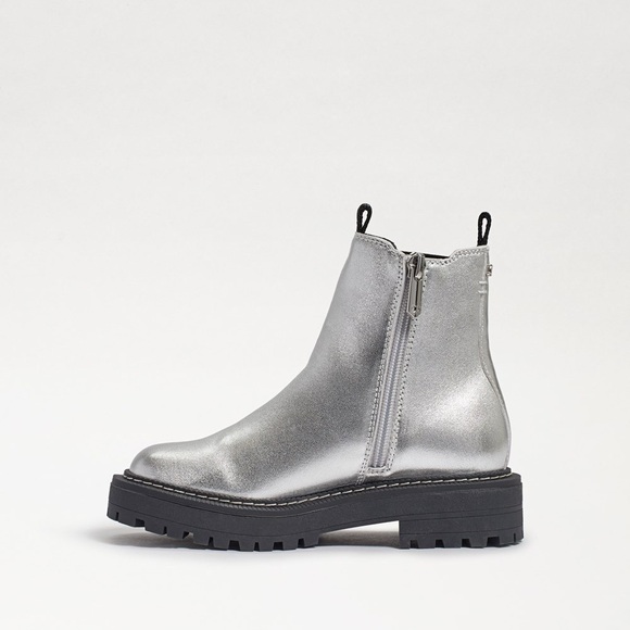 New‎ Sam Edelman Laguna Silver Leather Pull On Chelsea Boots Kids 12 M - Picture 4 of 12